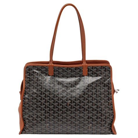 goyard brown goyardine coated canvas and leather hardy pm tote|goyardine canvas cost.